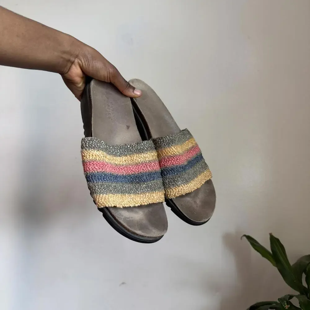 Vintage boho multi-coloured chunky platform‎ basket weaves sandals
